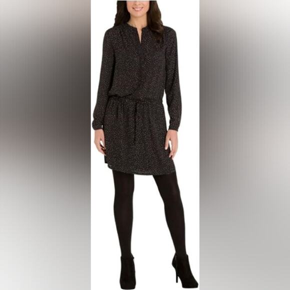 Hilary Radley Black Speckled Long Sleeve Mini Dress small - Picture 1 of 13